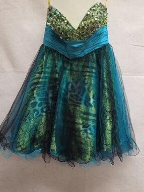 Jovani Lime Green Sequin  Evening Dress Size 2